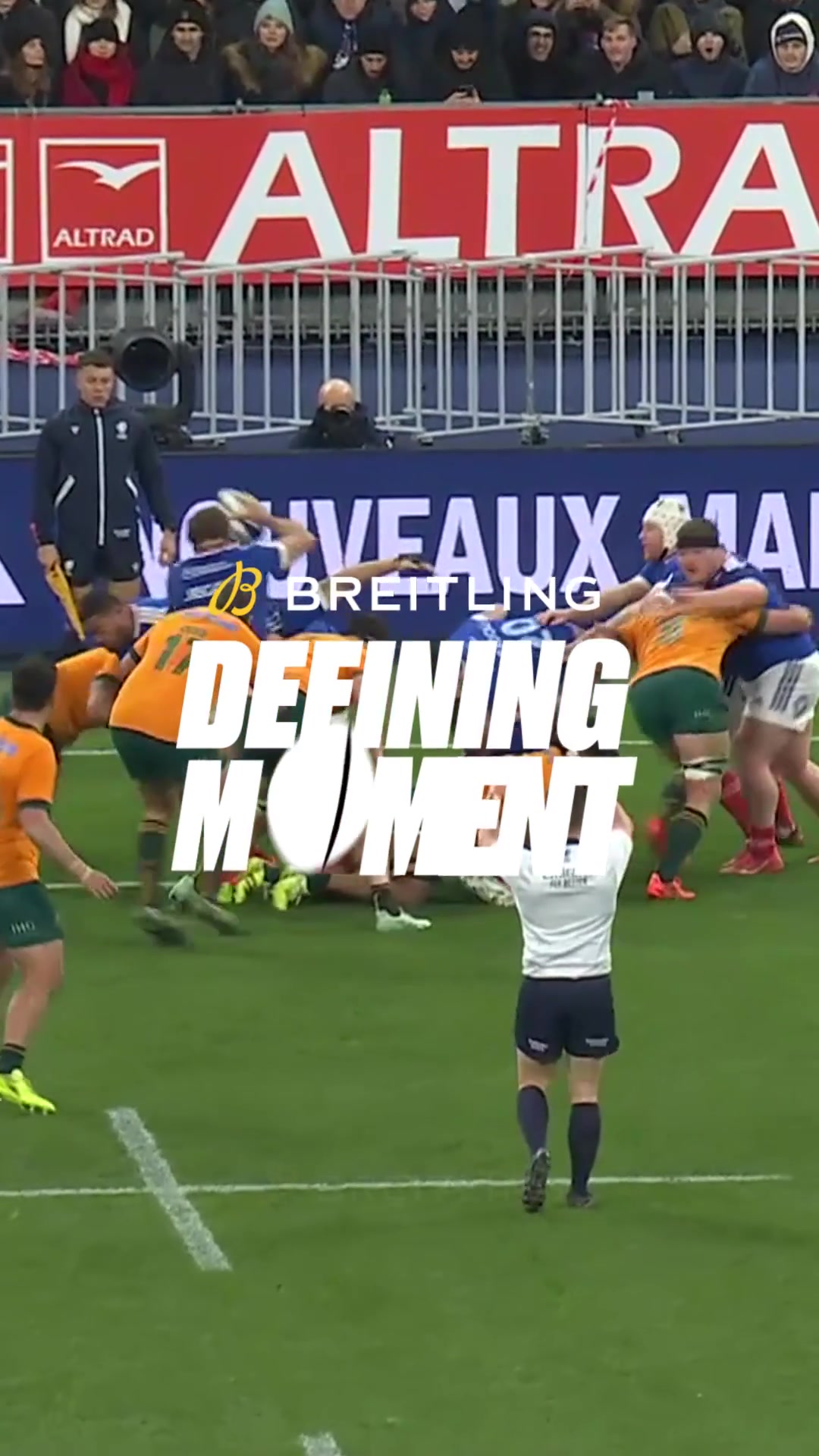 TikTok post by @nationsseries for BREITLING. Caption reads: [...] to seal the victory for France 💪 #Breitling....