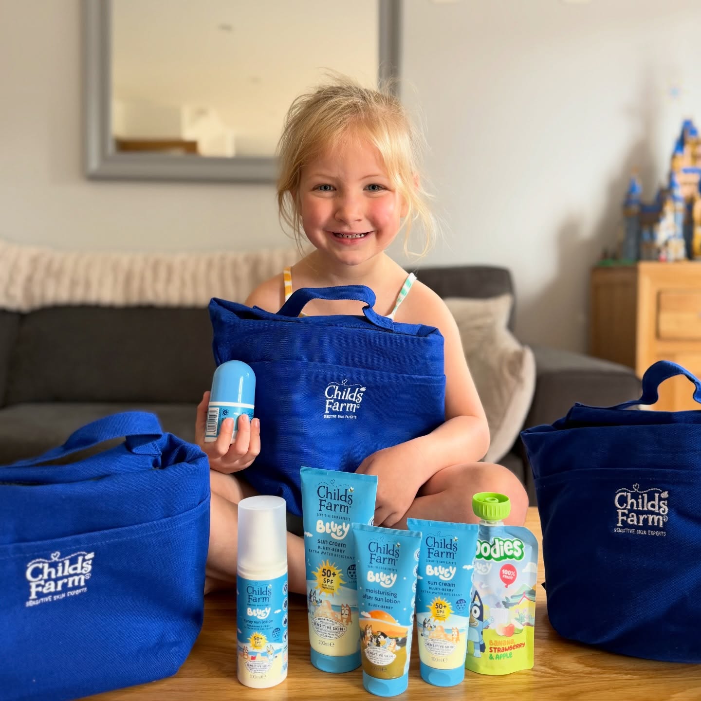 Instagram post by @craigfamilyblog for Childs Farm. Caption reads: Wow! @childsfarm and Bluey have teamed up and....