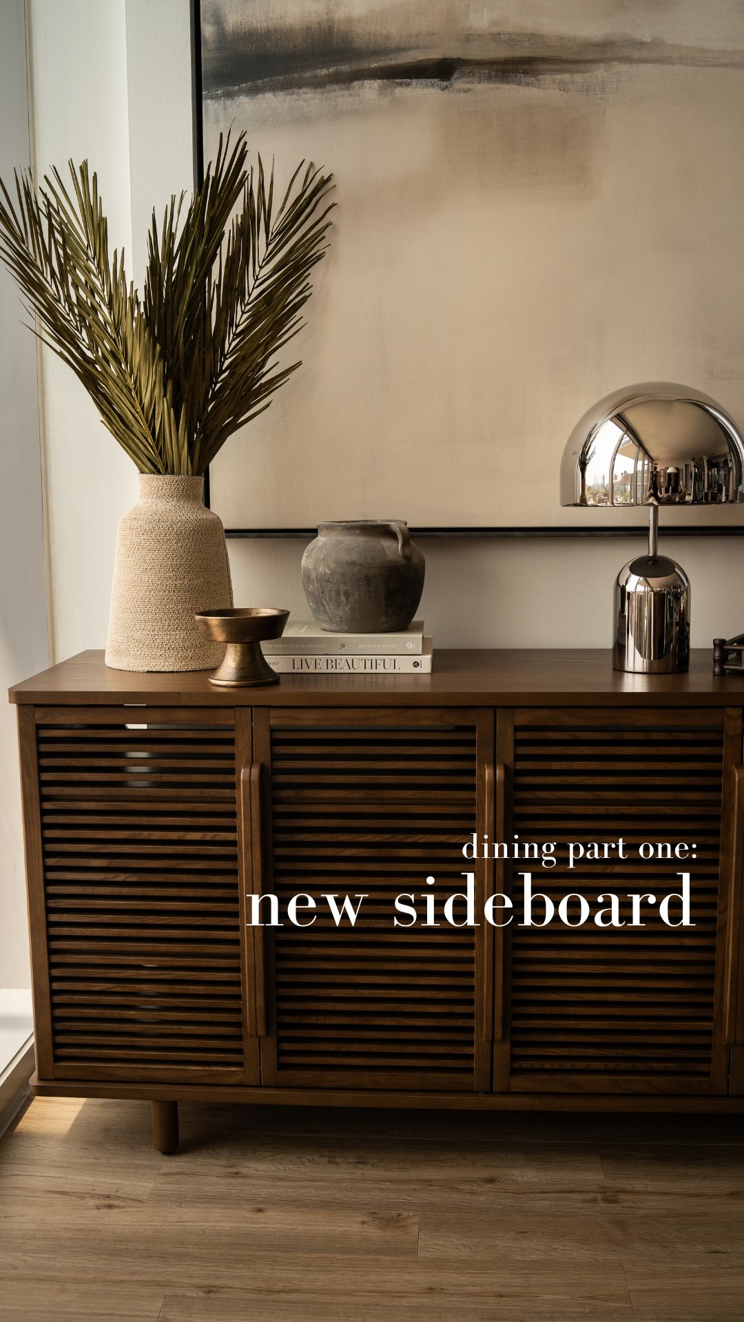 Instagram post by @rustandtrust for Burrow. Caption reads: [...] with the Opera Tall Media Console from....