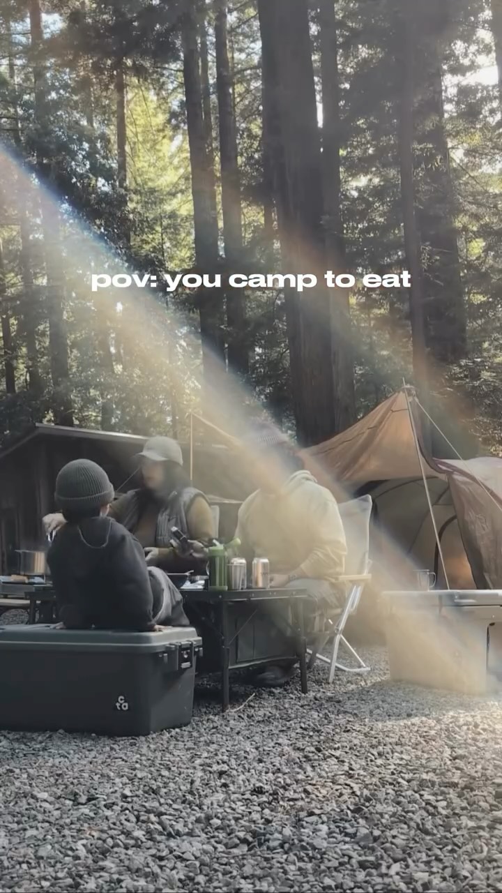 Instagram post by @crazythickasians for Snow Peak. Caption reads: Here are some of our favorite camp meals:
• smoked....