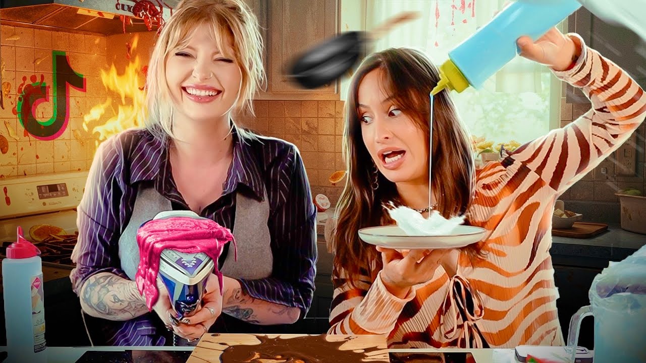 YouTube post by @EmmaGraziano for Emma. Caption reads: WE ARE TESTING TIKTOK RECIPES! (it’s carnage).