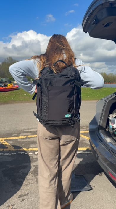 Instagram post by @ottiliekayaks for Bagsmart. Caption reads: [...] genuinely changed how I travel 👀....