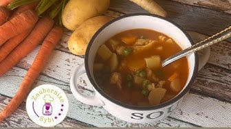 YouTube post by @Zaubernixe for Mainpunkt. Caption reads: Hungarian pea soup / Borsóleves.