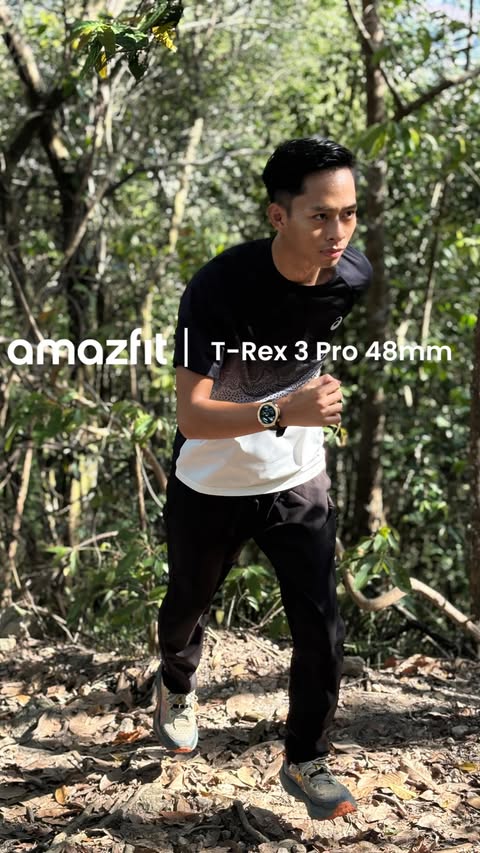 Instagram post by @aliffkhir for Amazfit. Caption reads: [...] #TrailRunning #EnduranceAthlete....