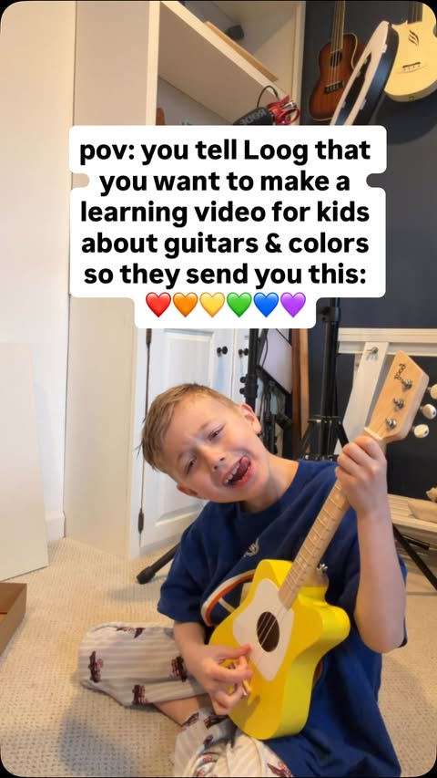 Instagram post by @babybandstand for Loog Guitars. Caption reads: [...] checkout. Link in bio or head to....