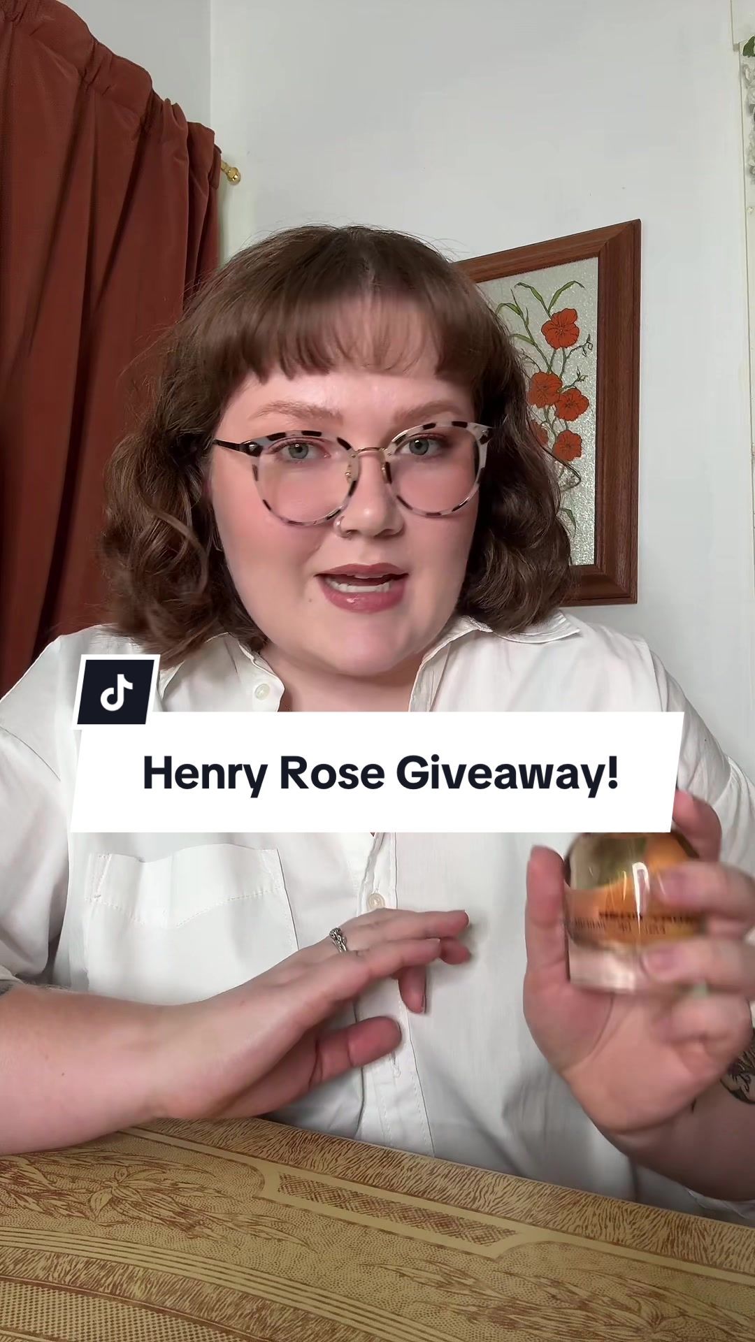 TikTok post by @eliselovessmells for Henry Rose. Caption reads: 🍦GIVEAWAY🍦 @Henry Rose Dave is a subversive....
