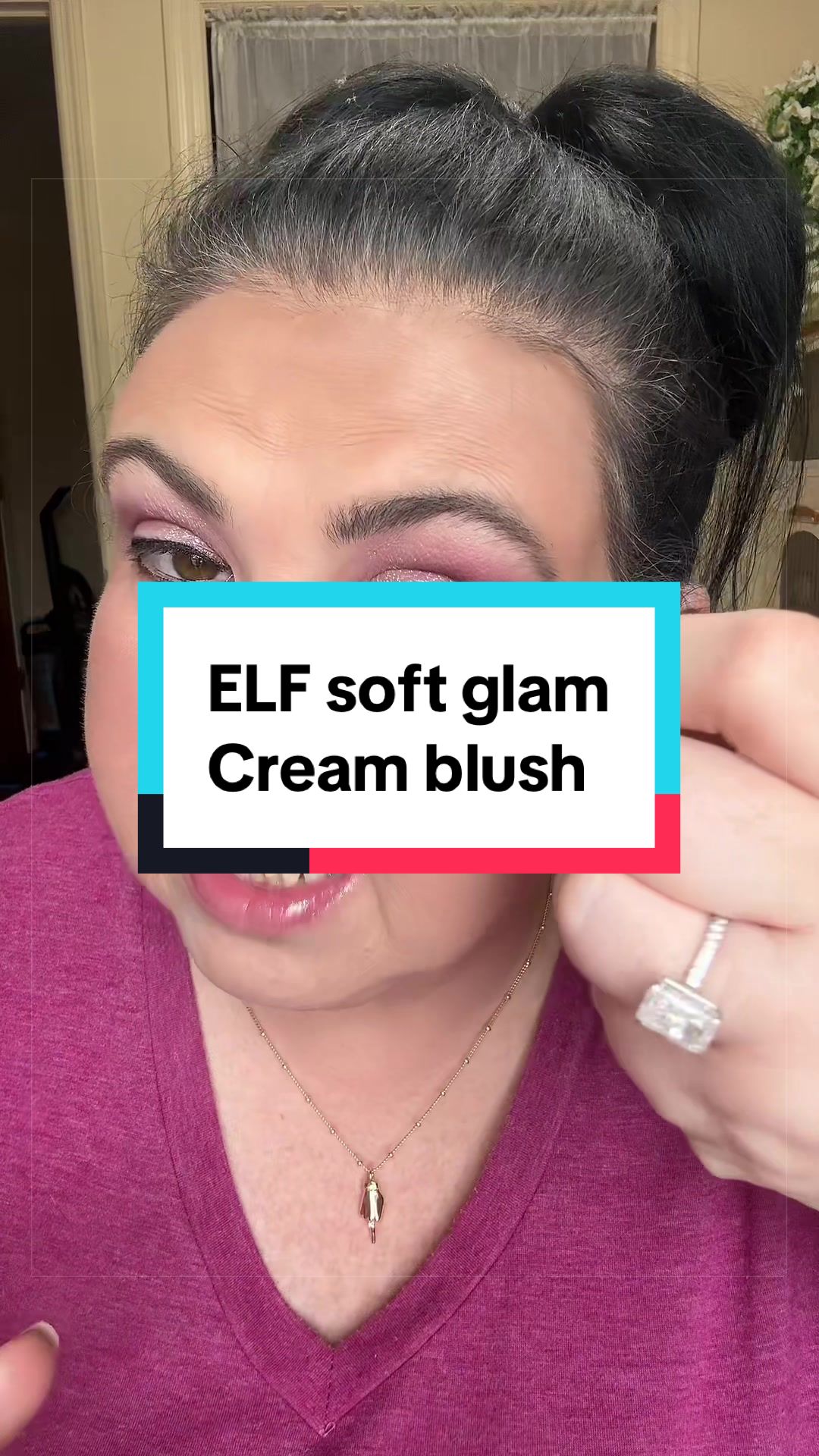 TikTok post by an influencer for e.l.f. Cosmetics. Caption reads: This cream blush by @e.l.f. Cosmetics in the shade....