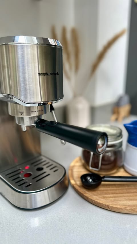 Instagram post by @social_mums_ for Morphy Richards. Caption reads: ad| Life begins after coffee @morphyrichardsuk as....