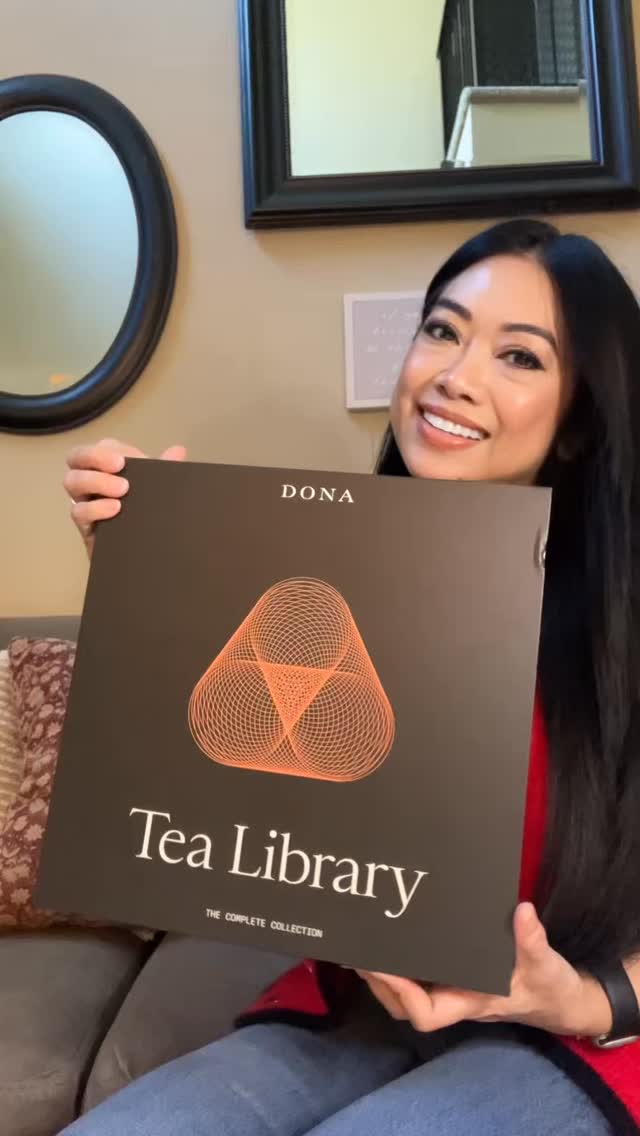 Instagram post by @hafachamorita for Dona. Caption reads: A special tea library that houses 18 premium....