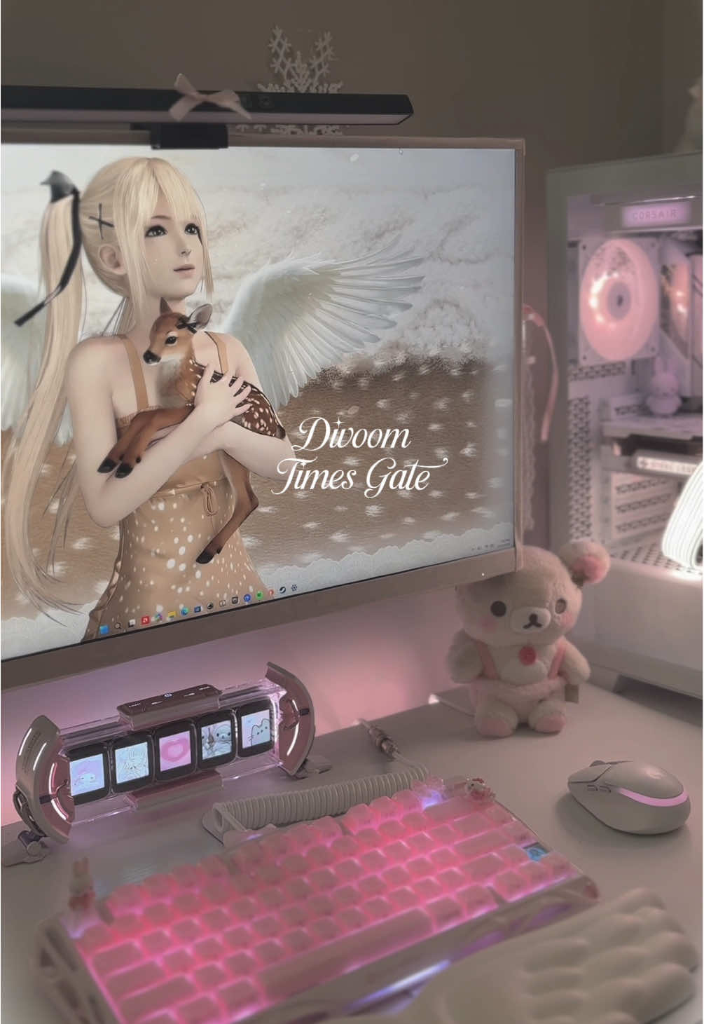 TikTok post by @luvlybearie for Divoom. Caption reads: [...] finally feels complete with my new @Divoom....