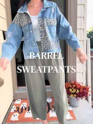 TikTok post by @megkauffman for TanmingFashion. Caption reads: [...] #barrelsweatpants #comfystyle....