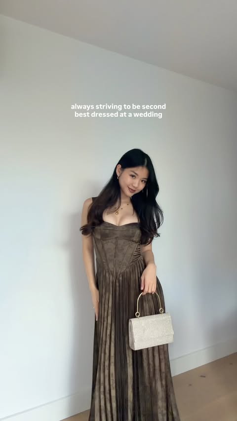 Instagram post by @michellelky_ for Azazie. Caption reads: [...] autumn wedding guest dress from....