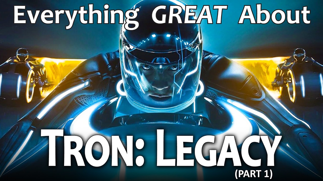 YouTube post by @CinemaWins for Displate. Caption reads: Everything GREAT About Tron: Legacy! (Part 1).