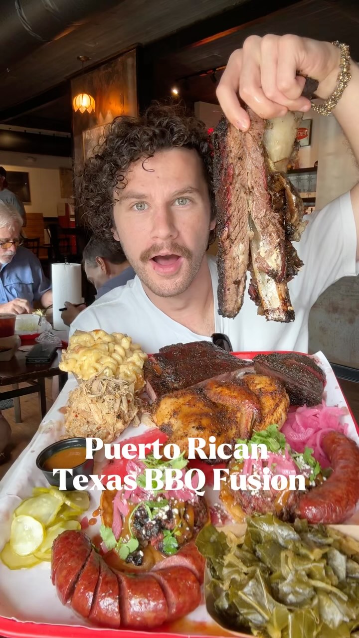 Instagram post by @thedaviddouglass for American Airlines. Caption reads: Once I found out about this BBQ spot I couldn’t....