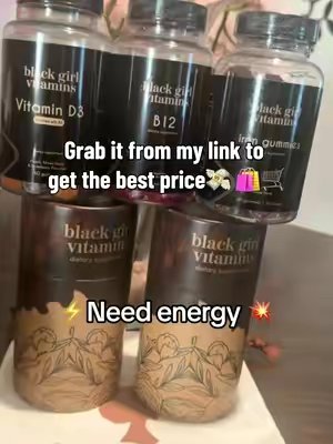 TikTok post by @reecreatees for Black Girl Vitamins. Caption reads: [...] and boost overall vitality.....
