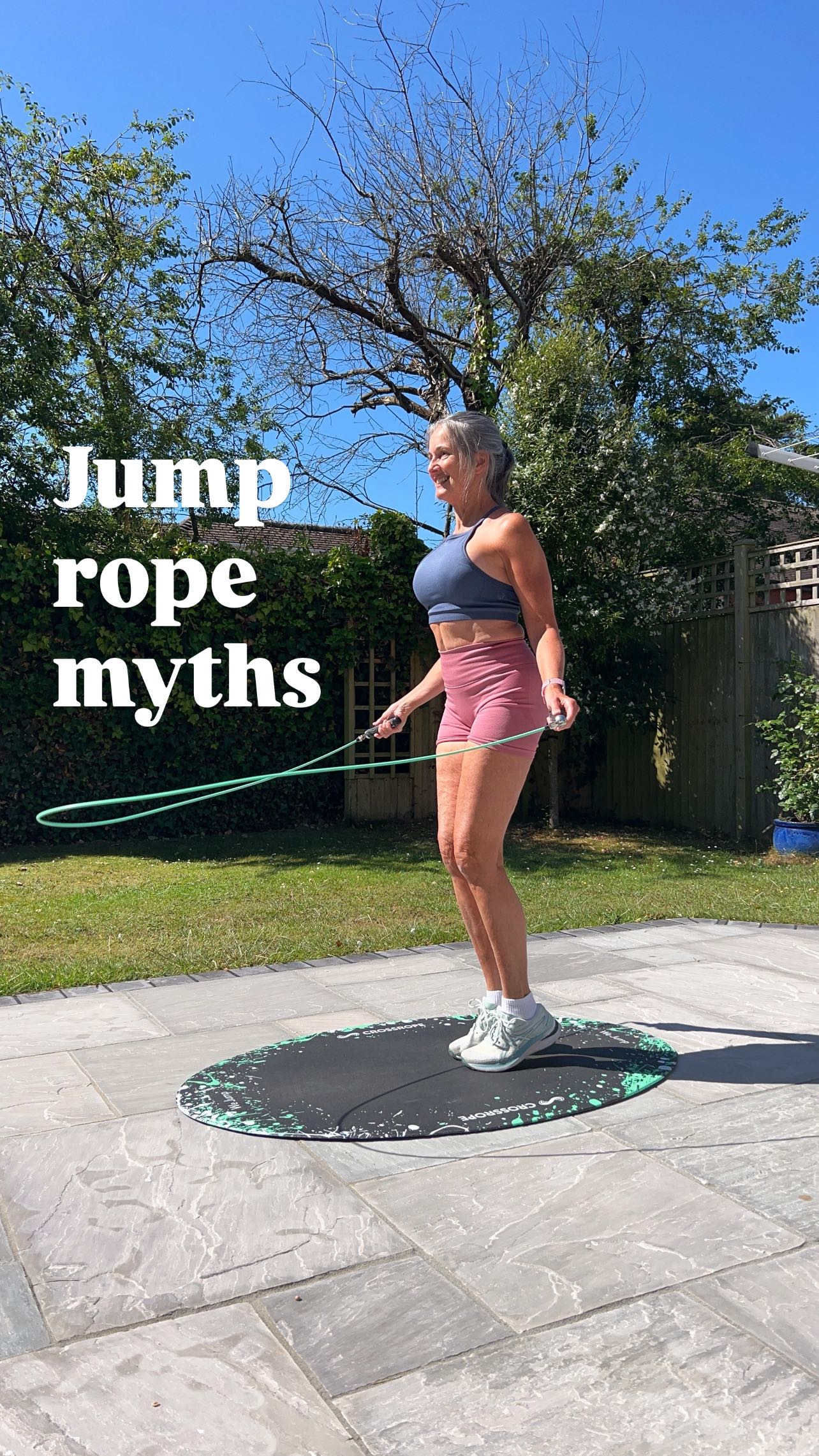 Instagram post by @hergardengym for Crossrope. Caption reads: #AD No need to miss out on the benefits of jump....