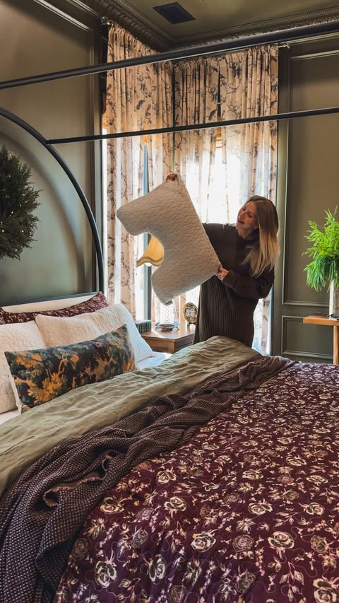 Instagram post by @lutzgohome for Coop Sleep Goods. Caption reads: These @coopsleepgoods pillows are all that we use....