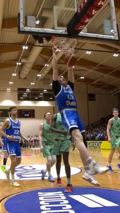 Instagram post by @basketee for Delfi Sport. Caption reads: @kurucs_jr.jr with an important rebound and a....