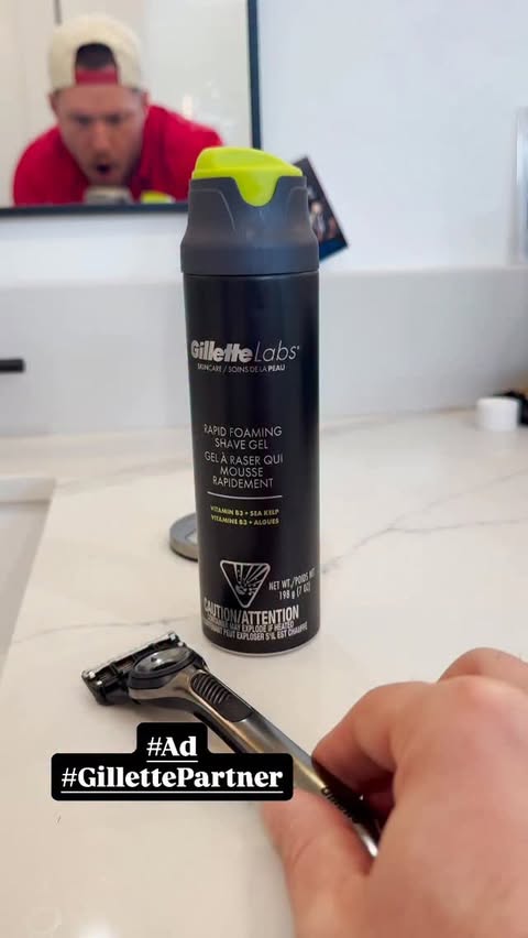 Instagram post by @_willcompton for Gillette. Caption reads: #ad #GillettePartner Full hearts, clean shave,....