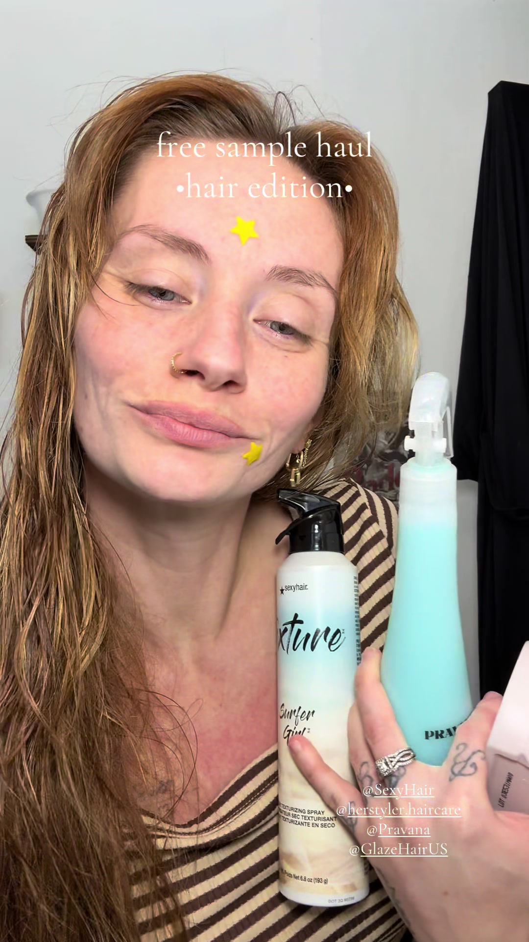 TikTok post by @autumnphaynes for HerStyler Haircare. Caption reads: free sample haul - hair edition....