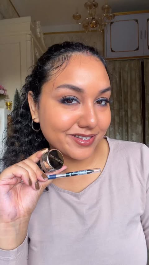 Instagram post by @antara_sarkar10 for Morphe. Caption reads: Easy Denim blue smokey eye look with 2 new....