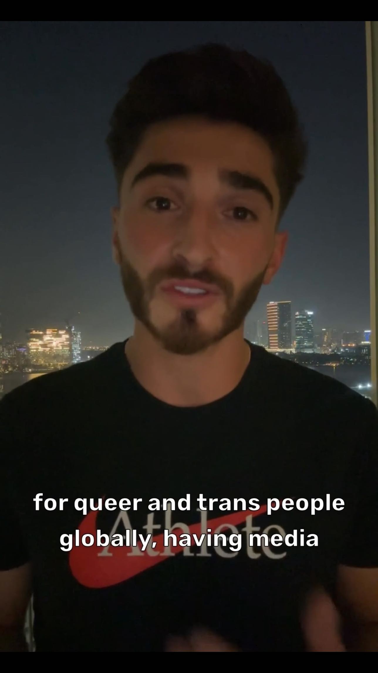 Instagram post by @joshua.cavallo for GAY TIMES. Caption reads: To my brothers, sisters and allies. This message....