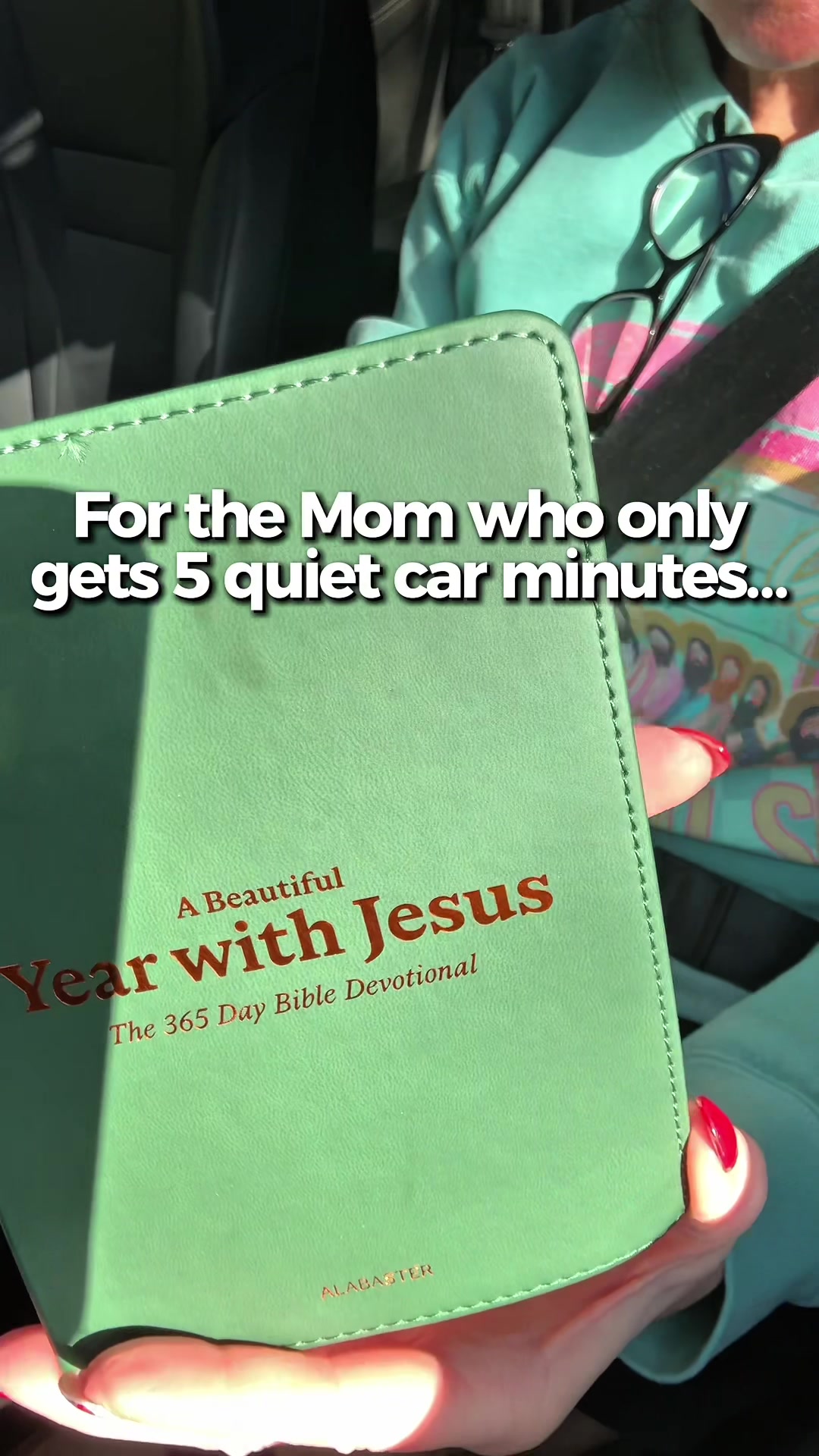 TikTok post by @hopeinthemidst for Alabaster Co. Caption reads: 🚙 🙏🏽Sometimes it’s five minutes in the car....
