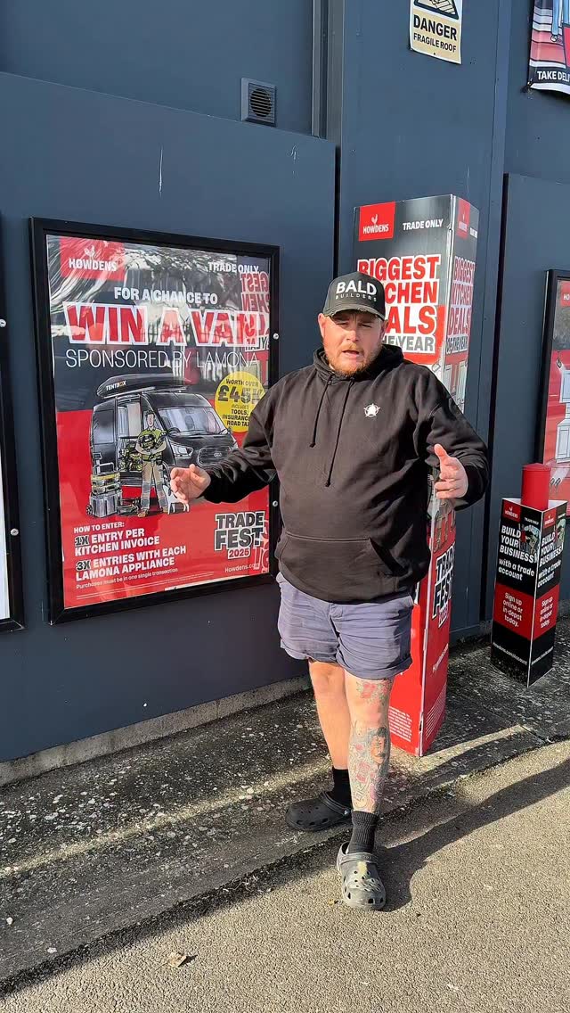 Instagram post by @thebaldbuilders for Howdens. Caption reads: This is your official reminder!....