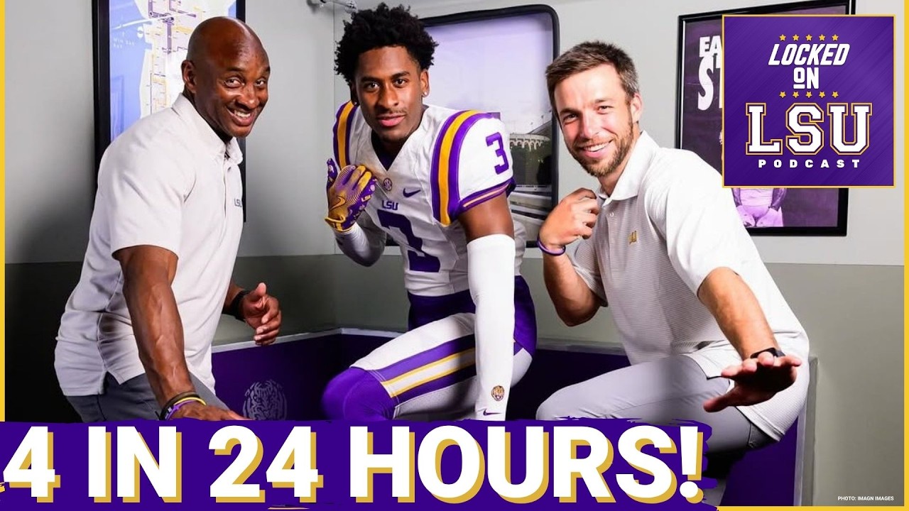 YouTube post by @LockedOnLSU for FanDuel. Caption reads: Kiffin Strikes Again with 4-Star WR Commitment.