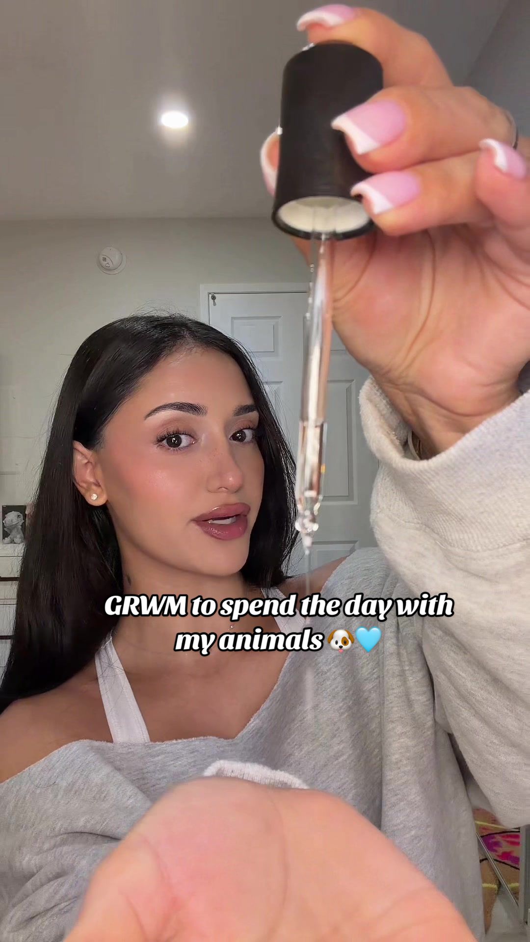 TikTok post by @leah.kateb for Aveda. Caption reads: GRWM for a day with my animals using my favorite....