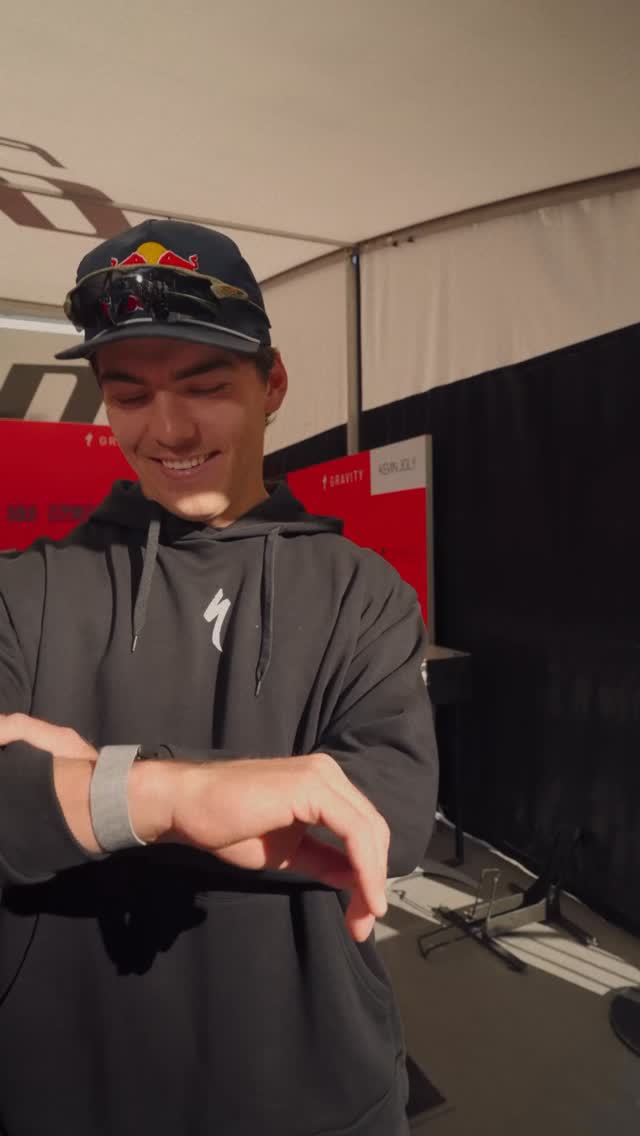 Instagram post by @uci_mtbworldseries for WHOOP. Caption reads: @finniles switching up his @WHOOP to match the....