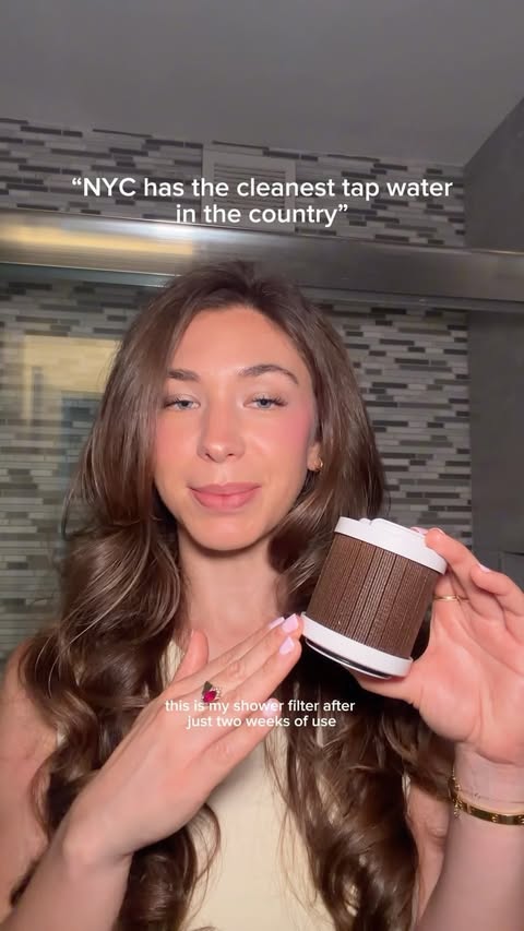 Instagram post by @rachelcuello_ for Filterbaby. Caption reads: [...] minutes of harsh tap water every day.....