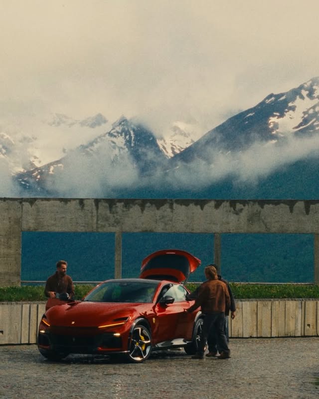 Instagram post by @samkolder for Ferrari. Caption reads: 25.11.25
At the airport in Ushuaia, waiting to....