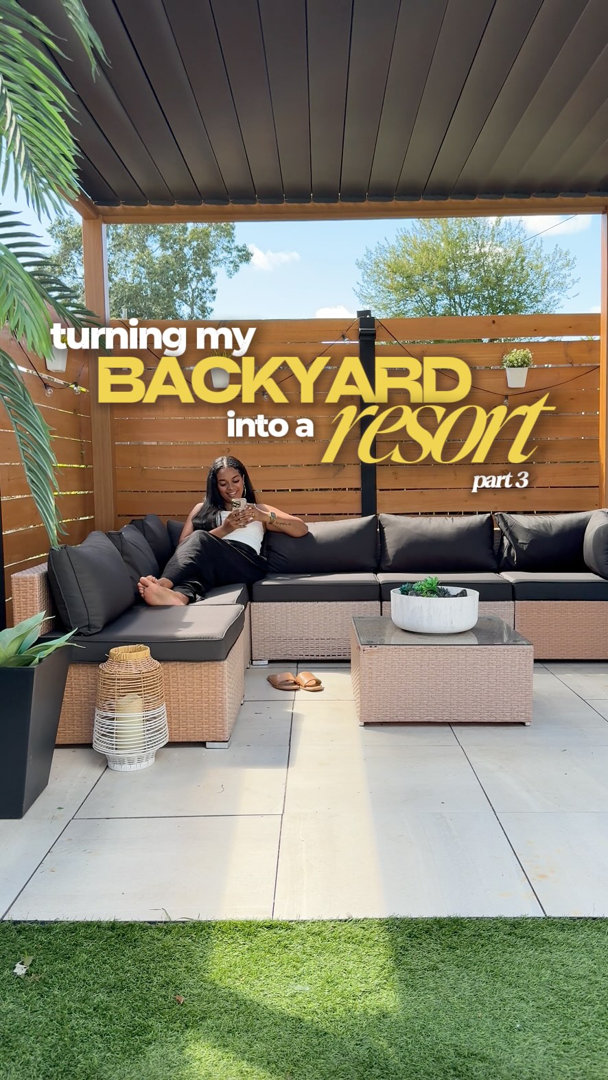 Instagram post by @kathlynceleste for Best Choice Products. Caption reads: This backyard has come a longgg way🥲.....