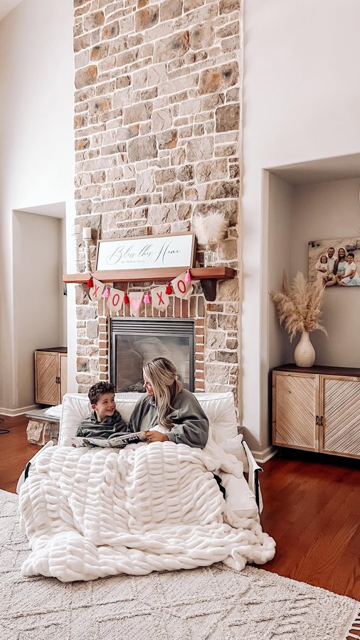 Instagram post by @kidsandcabernet for MAXYOYO HOME. Caption reads: [...] movie nights and sleepovers thanks to....