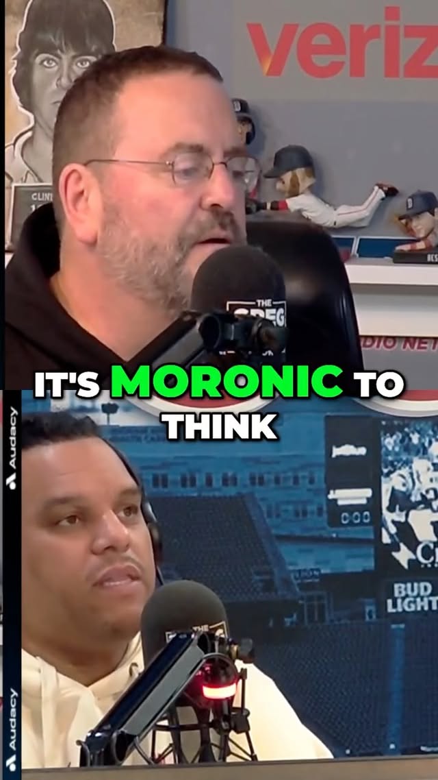 Instagram post by @thegreghillshowweei for Verizon. Caption reads: [...] #meal #debate Weei studios powered by....