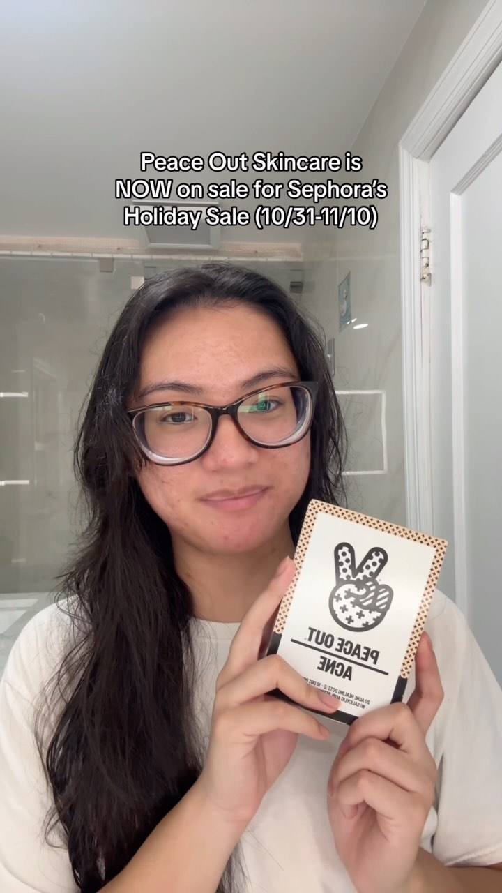 Instagram post by @thatacnegirlie for Peace Out Skincare. Caption reads: the pimple patch that has proven itself time and....