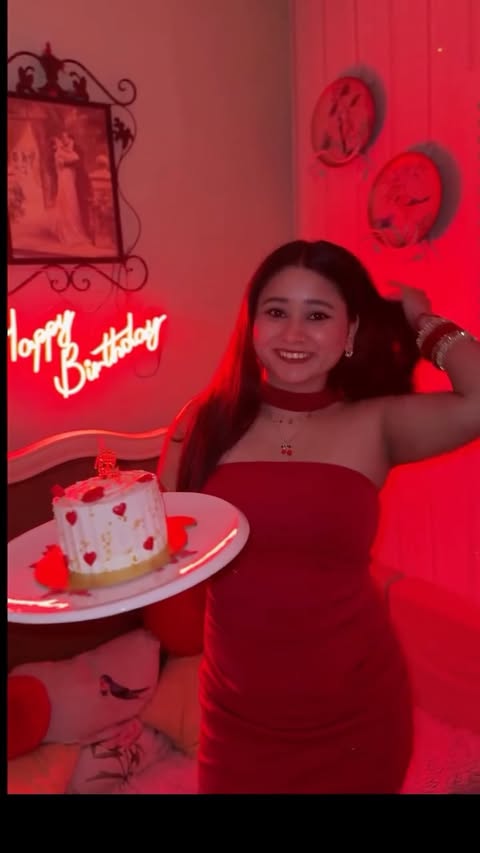 Instagram post by @pooja_khattri_ for NEWME. Caption reads: [...] birthday 🎂🎀🧿🫶🏻🫣 04|07|2K26 Outfit:....