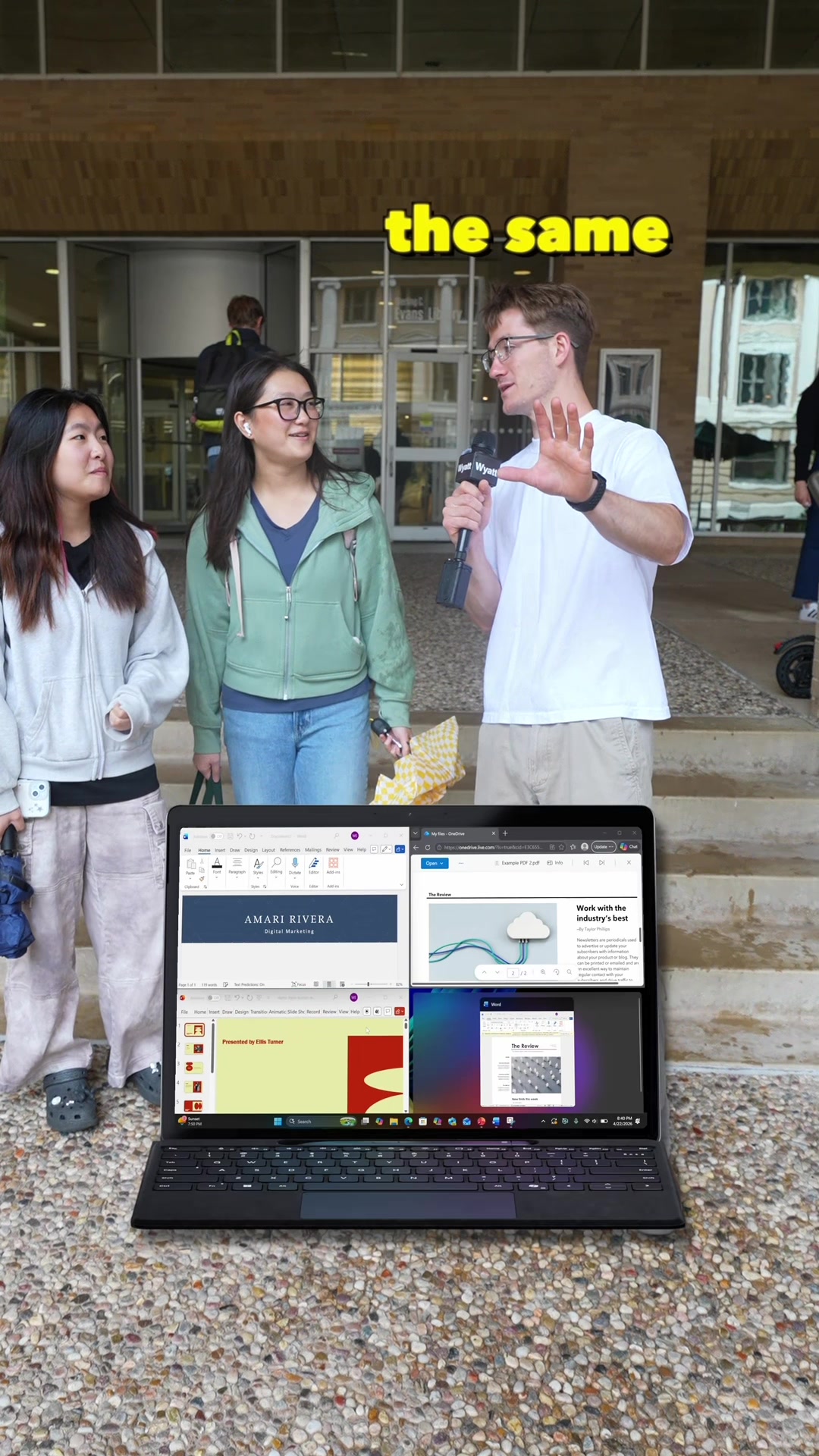 TikTok post by @wyatteiden for Windows. Caption reads: [...] next for them then showed them how Windows....