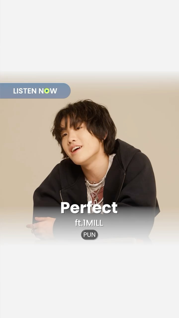 Instagram post by @pun___official for Universal Musiek. Caption reads: วันนี้คุณฟัง ‘Perfect’ 🍎 ซิงเกิลใหม่ล่าสุดจาก PUN....