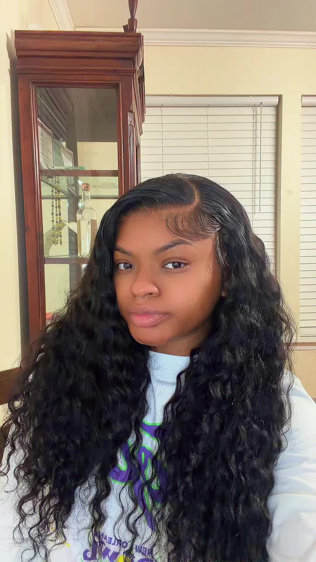 TikTok post by @monniee7_steevie7 for Wiggins Hair. Caption reads: @Wiggins Hair is overly tea on me 😘.