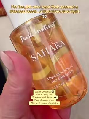 TikTok post by @kristinleigh976 for Pure Instinct. Caption reads: [...] plus it’s a hair AND body mist.....
