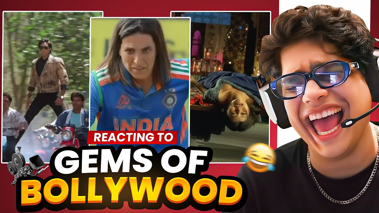 YouTube post by @tanmaybhat for MakeMyTrip. Caption reads: REACTING TO GEMS OF BOLLWOOD.