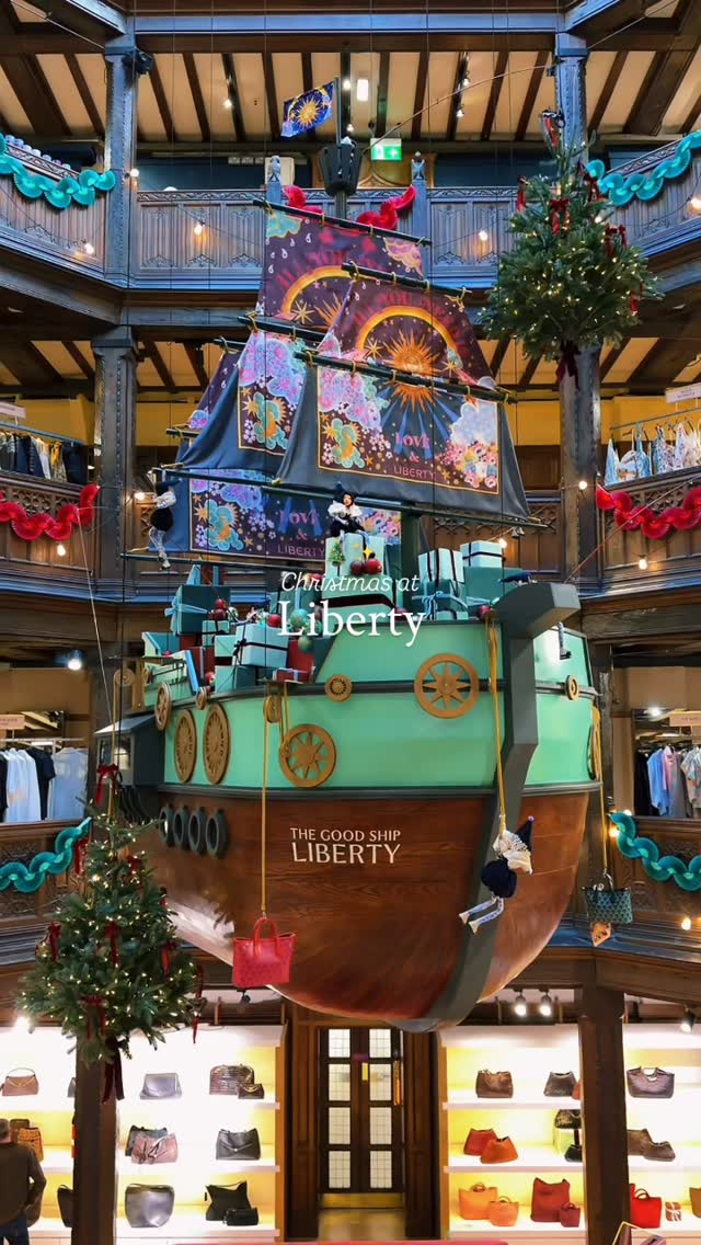 Instagram post by @travel_withben for Liberty London. Caption reads: Christmas at Liberty’s has arrived 🎄⛵️✨

#london....