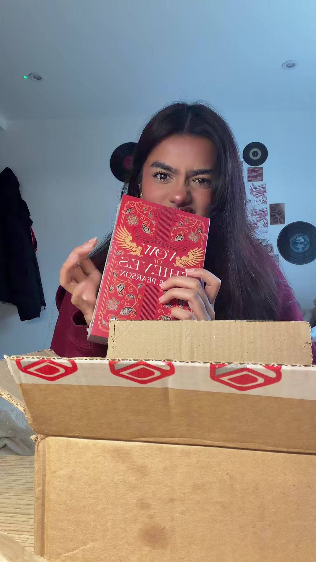TikTok post by @samiyapsalot for Books2Door. Caption reads: [...] package 😣😣 but anyways thank you....