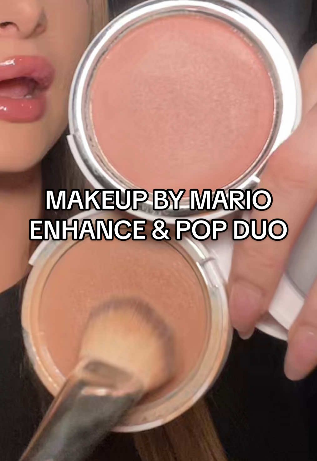 TikTok post by @herfitbeauty for MAKEUP BY MARIO. Caption reads: The Makeup by Mario enhance & pop duo is back....