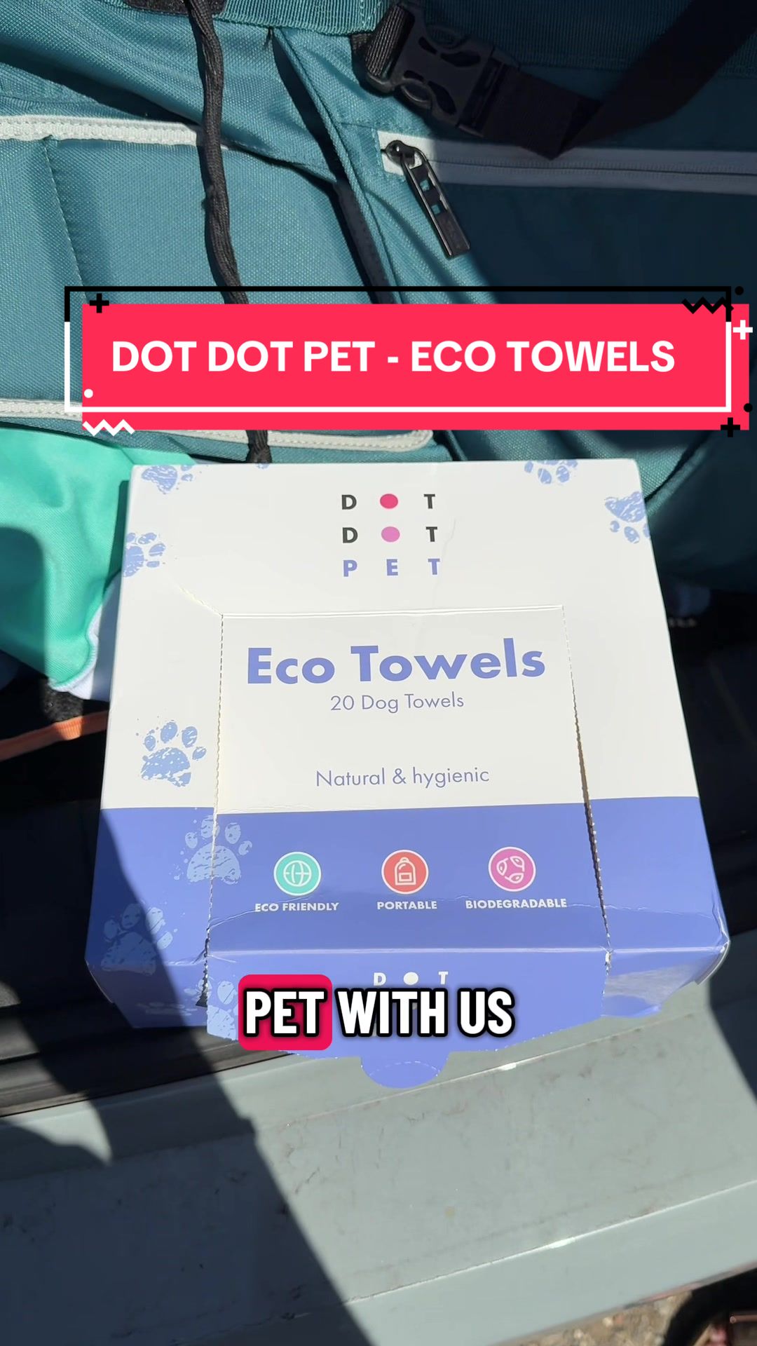 TikTok post by @albertthechocolatepug for DotDotPet. Caption reads: [...] towels are such a lifesaver!! Thanks....