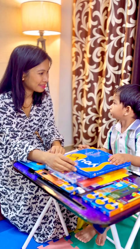 Instagram post by @mamaandnivaan for Youva stationery. Caption reads: [...] Back To School With Youva, BTS, Youva....