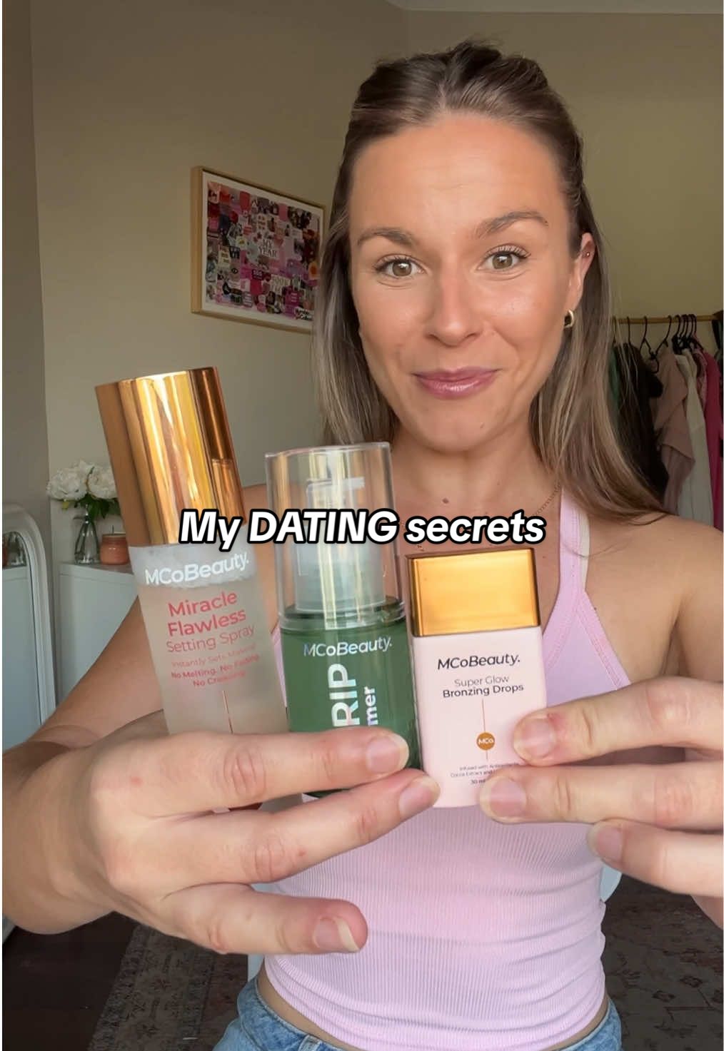 TikTok post by @heyauntysummer for MCoBeauty. Caption reads: Sharing my @MCoBeauty dating secrets #single....