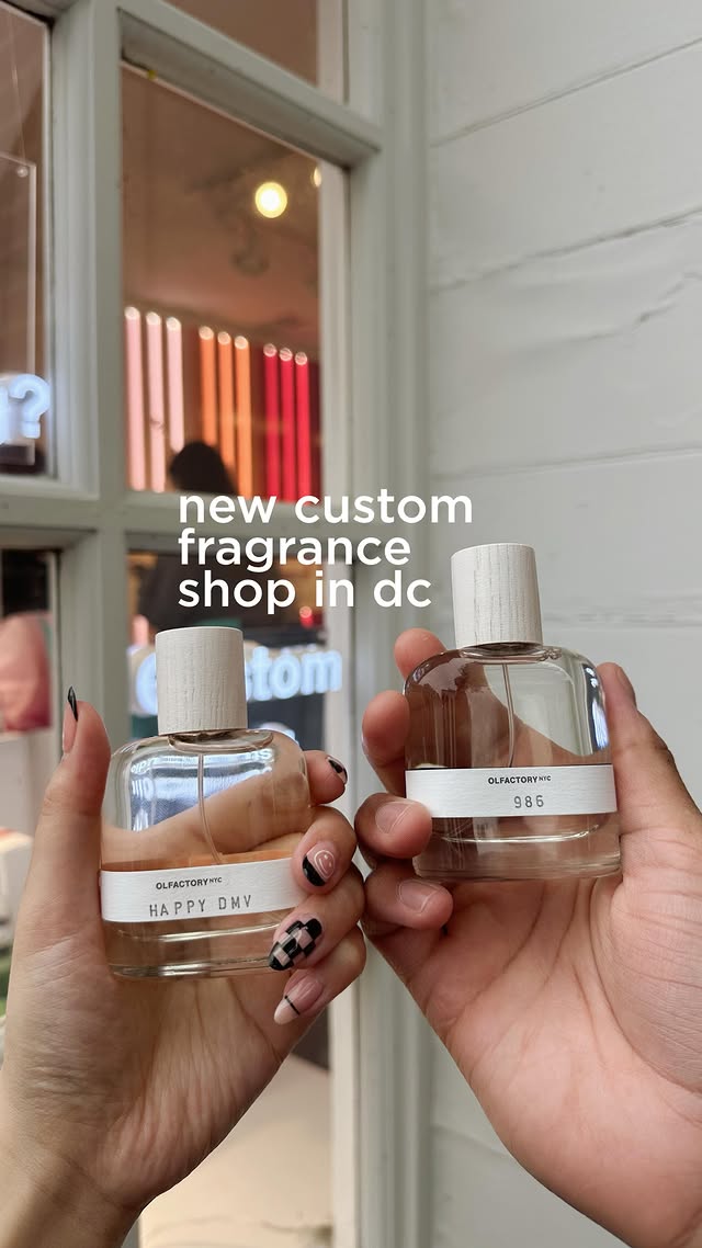 Instagram post by @happy_dmv for Olfactory NYC. Caption reads: At @olfactorynyc, you can create your own....